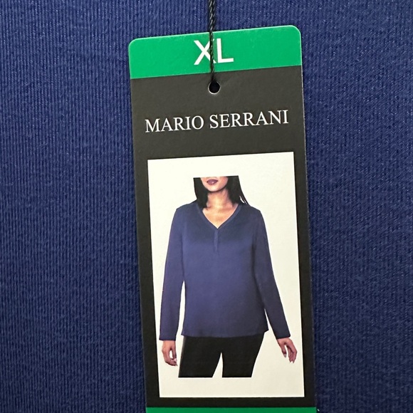 241 Mario Serrani Italy | NWT Navy V-Neck Henley Long Sleeve Top (Size XL) -soft - Picture 4 of 14